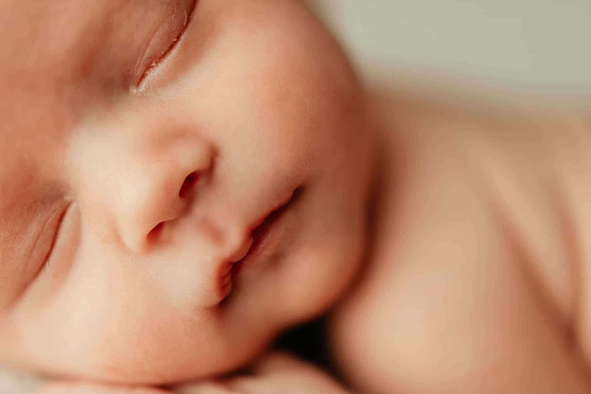 Close up details of newborn baby